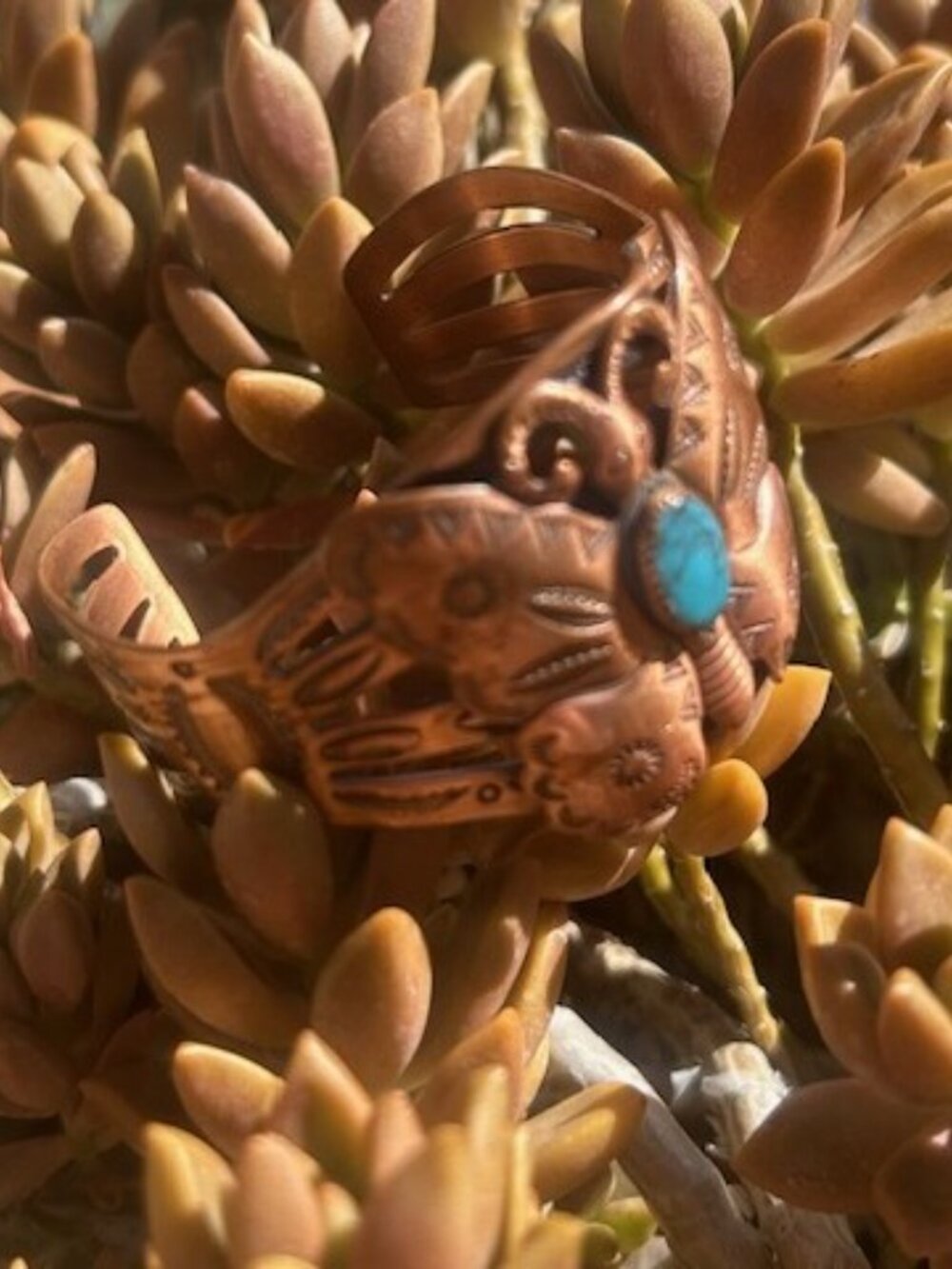 BELL TRADING POST Solid Copper Butterfly Turquoise Cuff BRACELET - Picture 6 of 11
